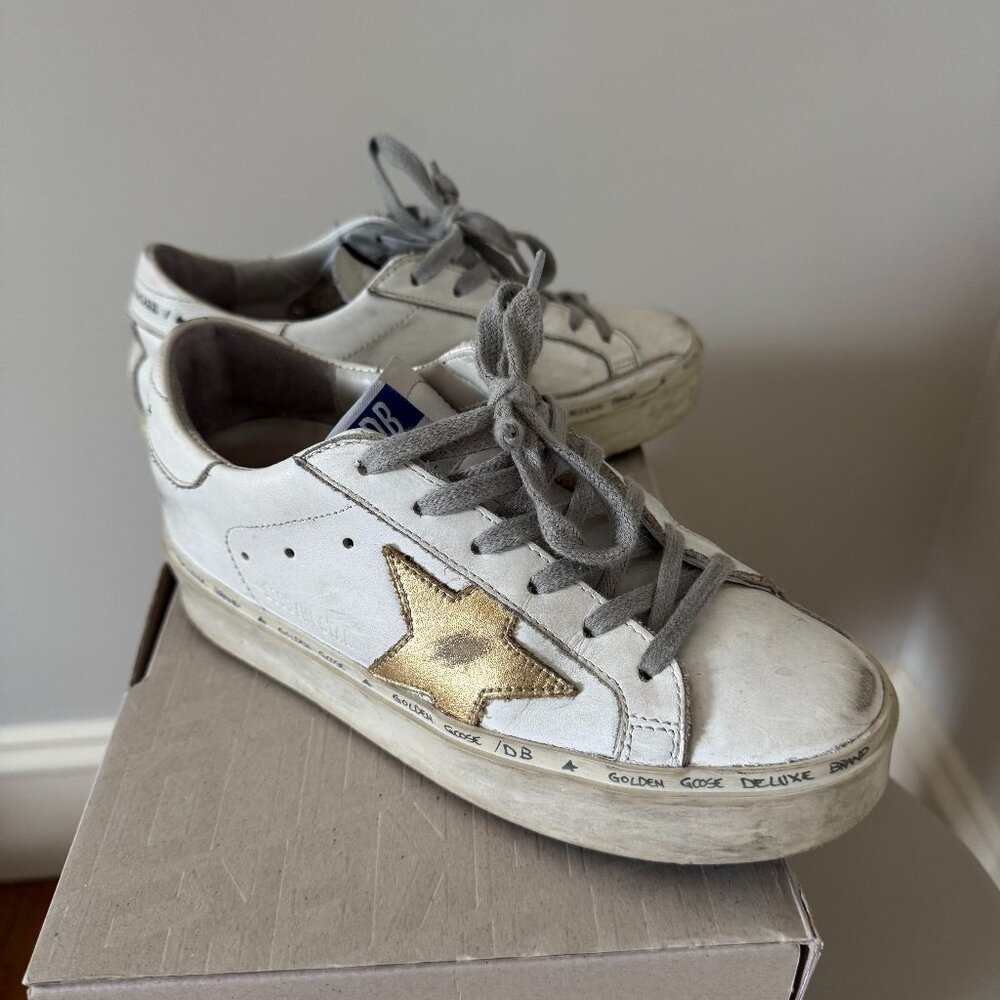 GOLDEN GOOSE White & Gold Hi-Star Sneaker